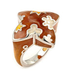 .925 Sterling Silver Brown Designo Star Ring, <b>size: 6</b>