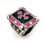 .925 Sterling Silver Designo Large Pink And Black Cross Ring, <b>size: 6</b>