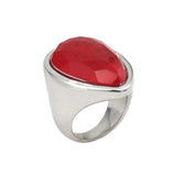 .925 Sterling Silver Pear Shaped Red Agate Ring, <b>size: 6</b>