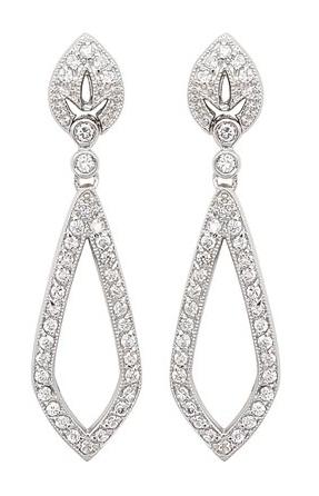 .925 Sterling Silver Cz Cut Out Earrings