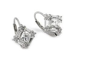 .925 Sterling Silver Baguette Cut Clear Cz Earrings