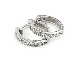 .925 Sterling Silver Small Cz Hoop