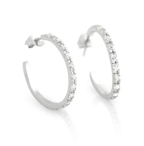 .925 Sterling Silver Small Cz Hoop Earring