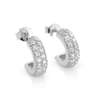 .925 Sterling Silver Pave Set Round Cz Earrings