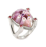 .925 Sterling Silver Exquisite Collection Faceted Pink Murano Glass Drop Ring With High Quality Cz Microsetting, <b>size: 6</b>