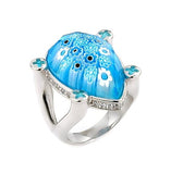 .925 Sterling Silver Exquisite Collection Faceted Blue Murano Glass Drop Ring With High Quality Cz Microsetting, <b>size: 6</b>