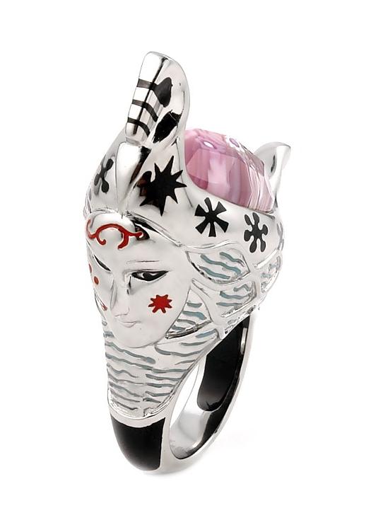 .925 Sterling Silver Exquisite Collection Faceted Pink Murano Glass Gondola Ring, <b>size: 6</b>