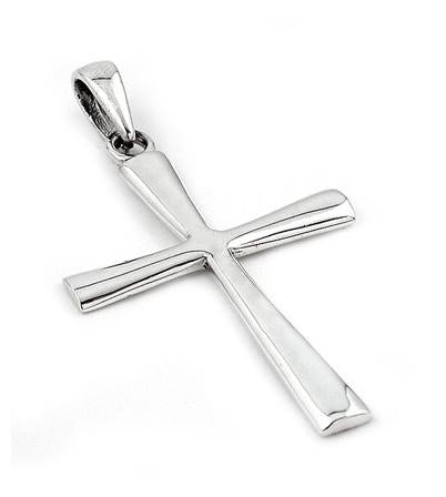 .925 Sterling Silver Large Plain Cross Pendant