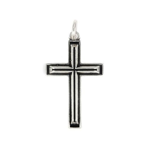 .925 Sterling Silver Plain Small Outlined Cross Charm