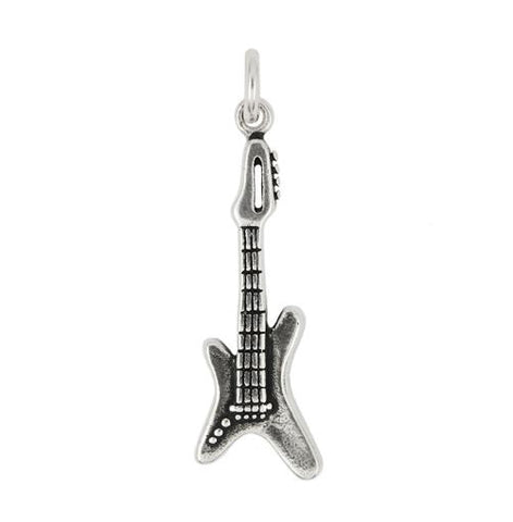 .925 Sterling Silver Electric Guitar Charm