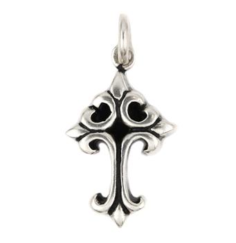 .925 Sterling Silver Plain Silver Fleur De Lis Cross Charm