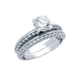 .925 Sterling Silver Pave Cz Wedding Set W/ 6mm Rd Cz, <b>size: 6</b>