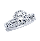 .925 Sterling Silver Rhodium Plated Round Cz High Setting Ring And Eternity Band Wedding Set, <b>size: 5</b>