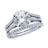 .925 Sterling Silver Rhodium Plated Round Cz High Setting Ring And Eternity Band Wedding Set, <b>size: 5</b>