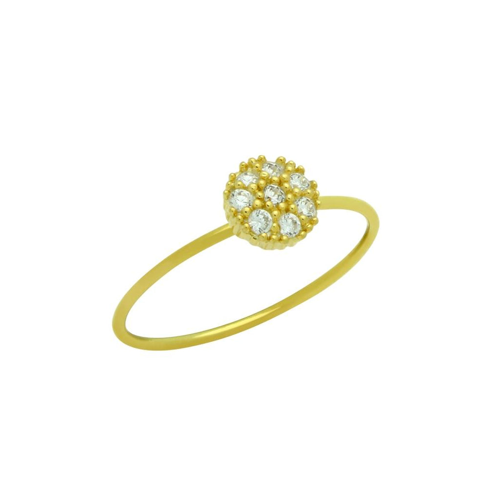 .925 Sterling Silver Gold Plated Pave Clear Cz Round Stackable Ring, <b>size: Gd</b>