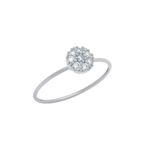 .925 Sterling Silver Rhodium Plated Pave Clear Cz Round Stackable Ring, <b>size: Sl</b>