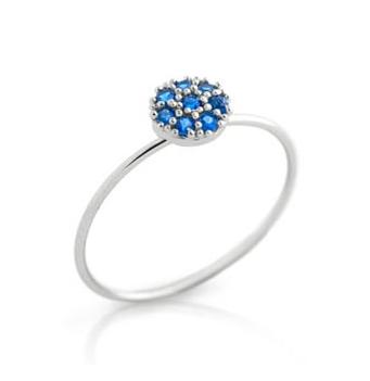 .925 Sterling Silver Pave Blue Cz Round Stackable Ring, <b>size: 7</b>