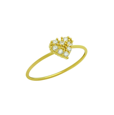 .925 Sterling Silver Gold Plated Pave Clear Cz Heart Stackable Ring, <b>size: Gd</b>