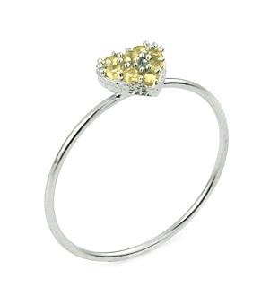 .925 Sterling Silver Pave Yellow Cz Heart Stackable Ring, <b>size: 7</b>