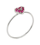 .925 Sterling Silver Pave Pink Cz Heart Stackable Ring, <b>size: 7</b>