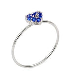 .925 Sterling Silver Pave Blue Cz Heart Stackable Ring, <b>size: 7</b>