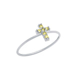 .925 Sterling Silver Pave Yellow Cz Cross Stackable Ring, <b>size: 7</b>