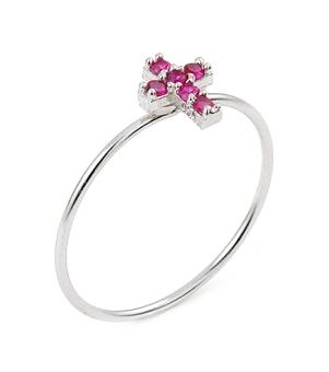 .925 Sterling Silver Pave Pink Cz Cross Stackable Ring, <b>size: 7</b>