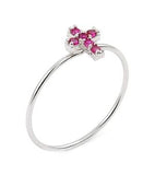 .925 Sterling Silver Pave Pink Cz Cross Stackable Ring, <b>size: 7</b>