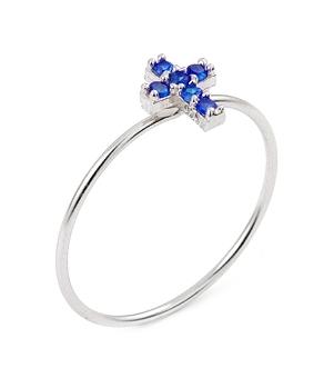 .925 Sterling Silver Pave Blue Cz Cross Stackable Ring,size 8