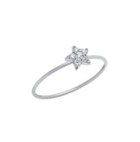 .925 Sterling Silver Rhodium Plated Pave Clear Cz Star Stackable Ring, <b>size: Sl</b>