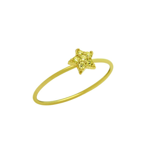 .925 Sterling Silver Gold Plated Pave Yellow Cz Star Stackable Ring, <b>size: Gd</b>