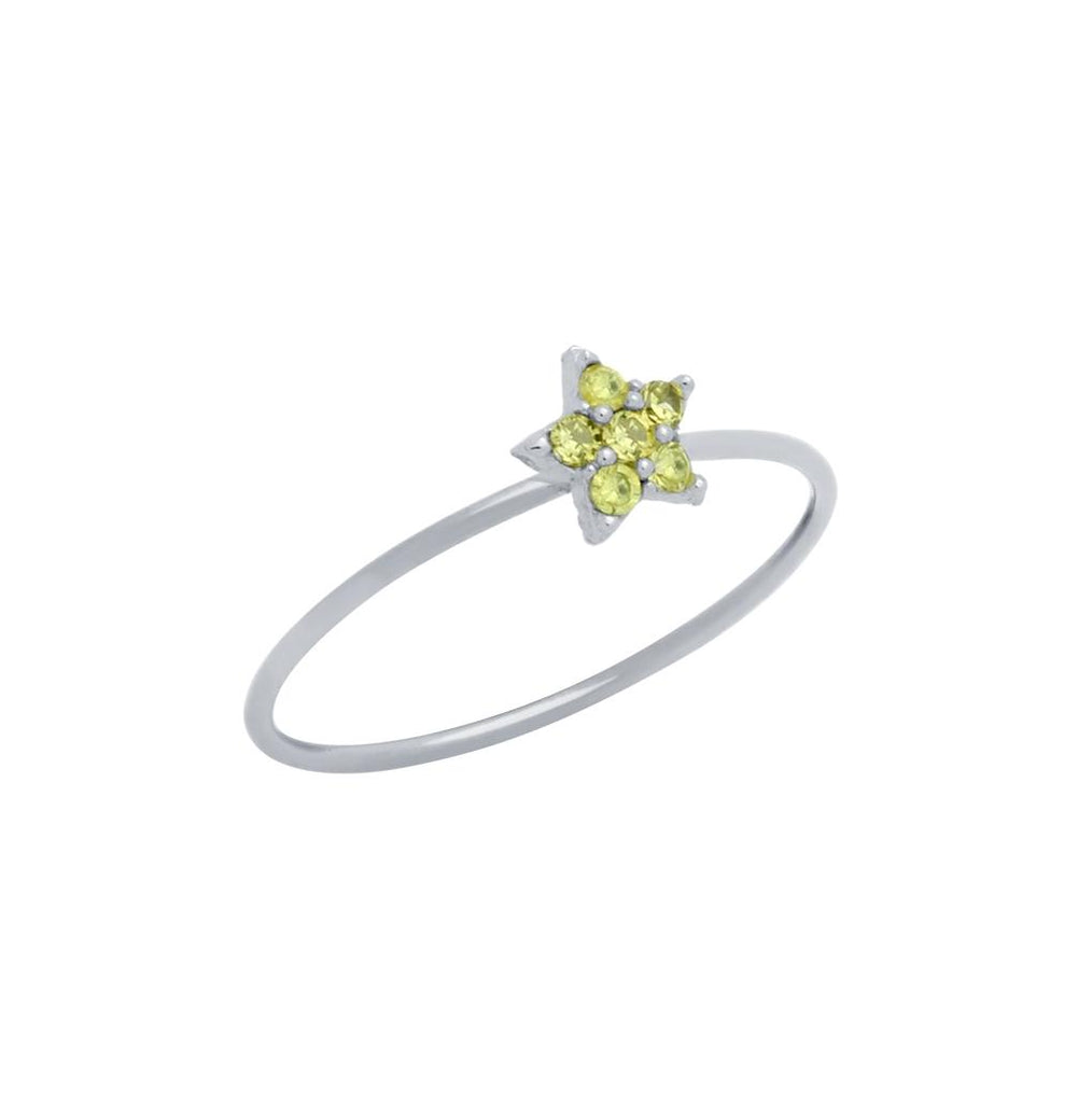 .925 Sterling Silver Pave Yellow Cz Star Stackable Ring,size 8