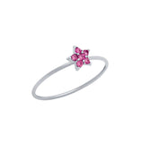 .925 Sterling Silver Pave Pink Cz Star Stackable Ring, <b>size: 6</b>