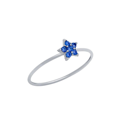 .925 Sterling Silver Pave Blue Cz Star Stackable Ring, <b>size: 7</b>