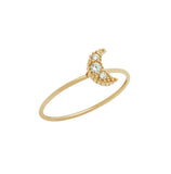 .925 Sterling Silver Rose Gold Plated Pave Clear Cz Moon Stackable Ring, <b>size: Rg</b>