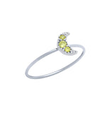 .925 Sterling Silver Pave Yellow Cz Moon Stackable Ring, <b>size: 7</b>