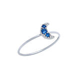 .925 Sterling Silver Pave Blue Cz Moon Stackable Ring, <b>size: 7</b>