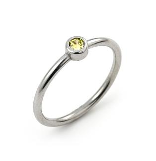 .925 Sterling Silver 3mm Swarovski Yellow Cz Bezel Set Stackable Band Ring, <b>size: Sl</b>