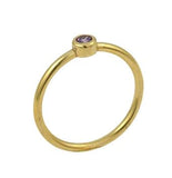 .925 Sterling Silver Gold Plated 3mm Purple Swarovski Cz Stackable Band Ring, <b>size: Gd</b>