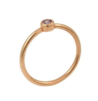 .925 Sterling Silver Rose Gold Plated 3mm Purple Swarovski Cz Stackable Band Ring, <b>size: Rg</b>