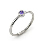 .925 Sterling Silver Rhodium Plated 3mm Purple Swarovski Cz Stackable Band Ring, <b>size: Sl</b>