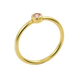 .925 Sterling Silver Gold Plated 3mm Swarovski Pink Cz Bezel Set Stackable Band Ring, <b>size: Gd</b>