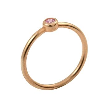 .925 Sterling Silver Rose Gold Plated 3mm Swarovski Pink Cz Bezel Set Stackable Band Ring, <b>size: Rg</b>