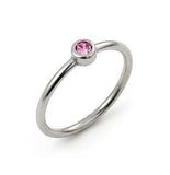 .925 Sterling Silver 3mm Swarovski Pink Cz Bezel Set Stackable Band Ring, <b>size: Sl</b>