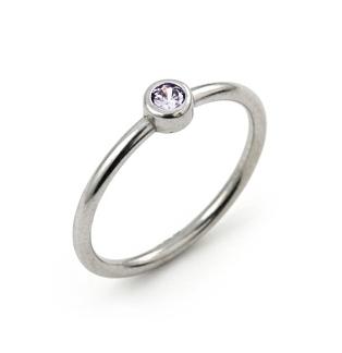 .925 Sterling Silver 3mm Swarovski Lavender Cz Bezel Set Stackable Band Ring, <b>size: Sl</b>