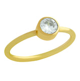 .925 Sterling Silver Gold Plated 5mm Swarovski Clear Cz Bezel Set Stackable Band Ring, <b>size: Gd</b>