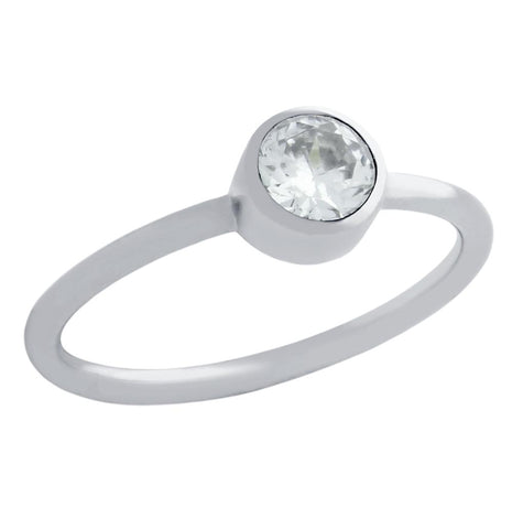 .925 Sterling Silver 5mm Swarovski Clear Cz Bezel Set Stackable Band Ring, <b>size: Sl</b>