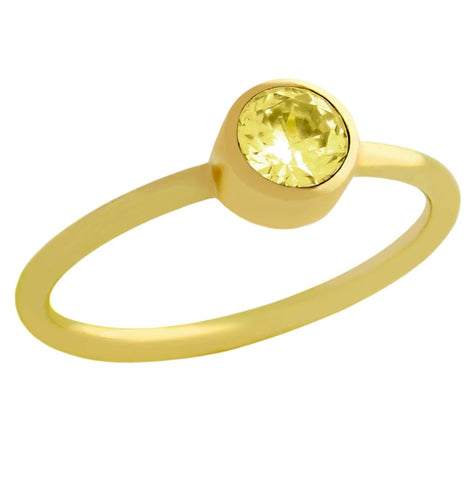 .925 Sterling Silver Gold Plated 5mm Yellow Swarovski Cz Stackable Band Ring, <b>size: Gd</b>