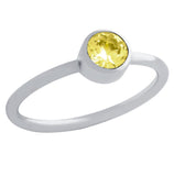 .925 Sterling Silver 5mm Swarovski Yellow Cz Bezel Set Stackable Band Ring, <b>size: Sl</b>