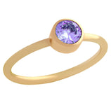 .925 Sterling Silver Rose Gold Plated 5mm Purple Swarovski Cz Stackable Band Ring, <b>size: Rg</b>